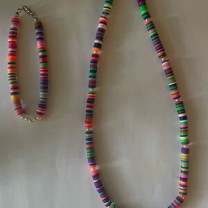 Clay bead Necklace and Bracelet Set